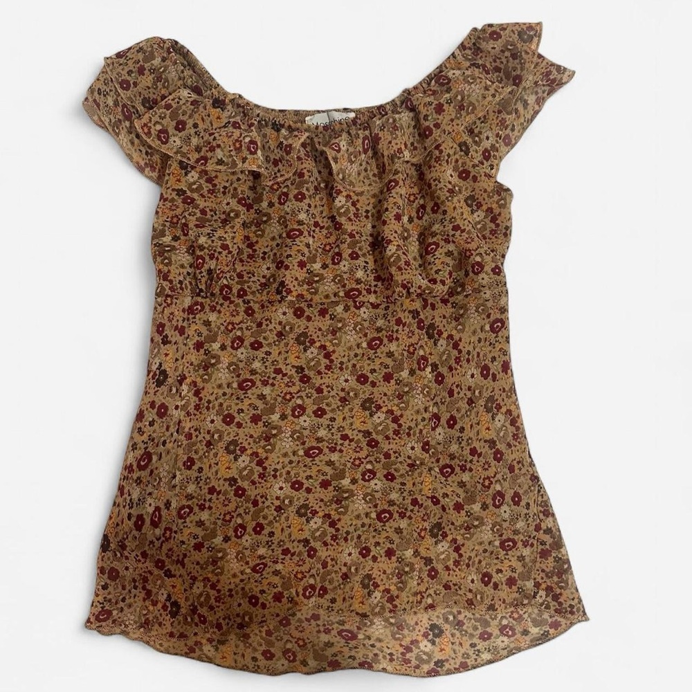 Y2K whimsical Floral Ruffle Sleeve Women's Top